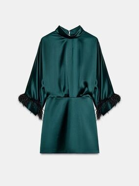 green feather dress zara Unstitched Cotton Salwar Suit Green Dress Material with Embroidery –  Stilento